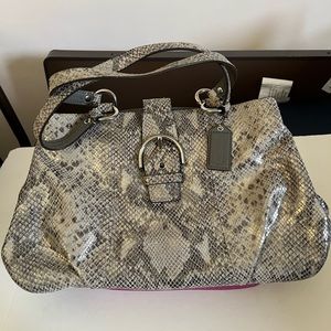 Coach Grey Snake Print Shoulder Bag
